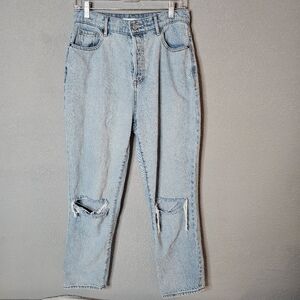 Pacsun Jeans Womens 28 Light Blue High Rise Distressed Mom Fit Button Fly Denim‎